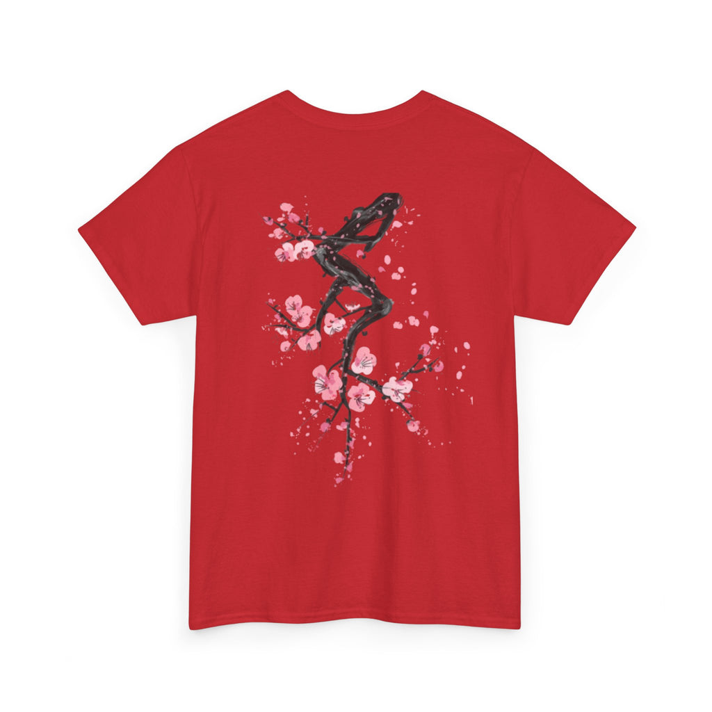 Minimal Japanese Calligraphy Tee — '黑花' Chest Print Cotton T-Shirt
