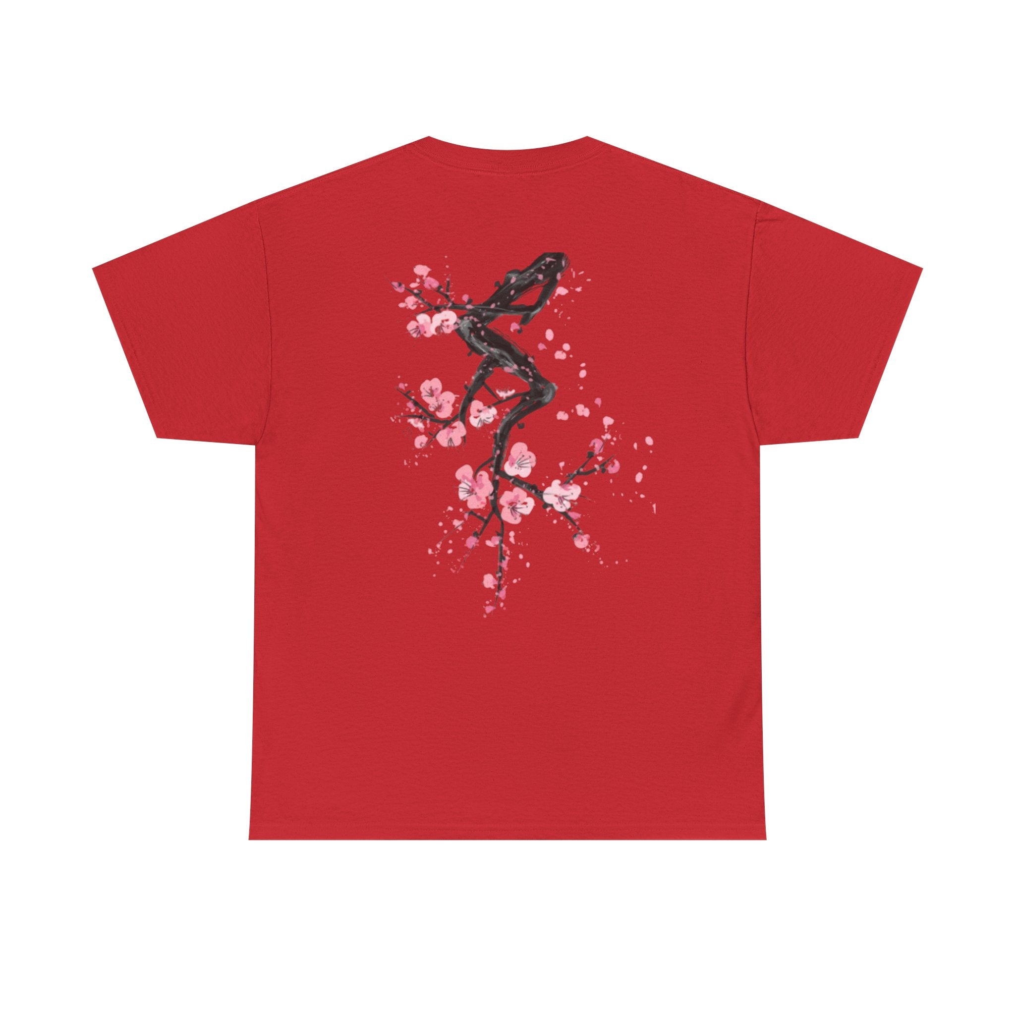 Minimal Japanese Calligraphy Tee — '黑花' Chest Print Cotton T-Shirt