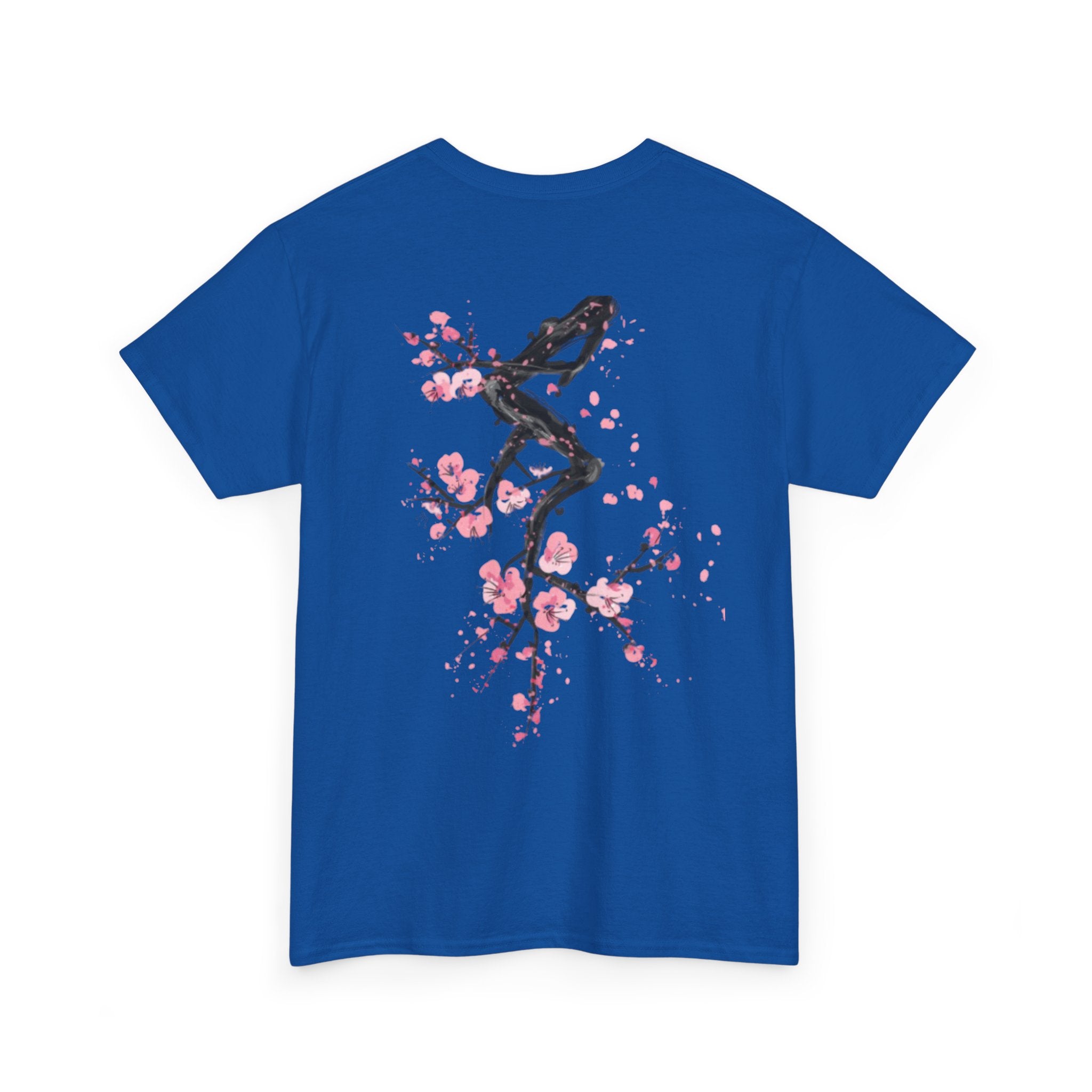 Minimal Japanese Calligraphy Tee — '黑花' Chest Print Cotton T-Shirt