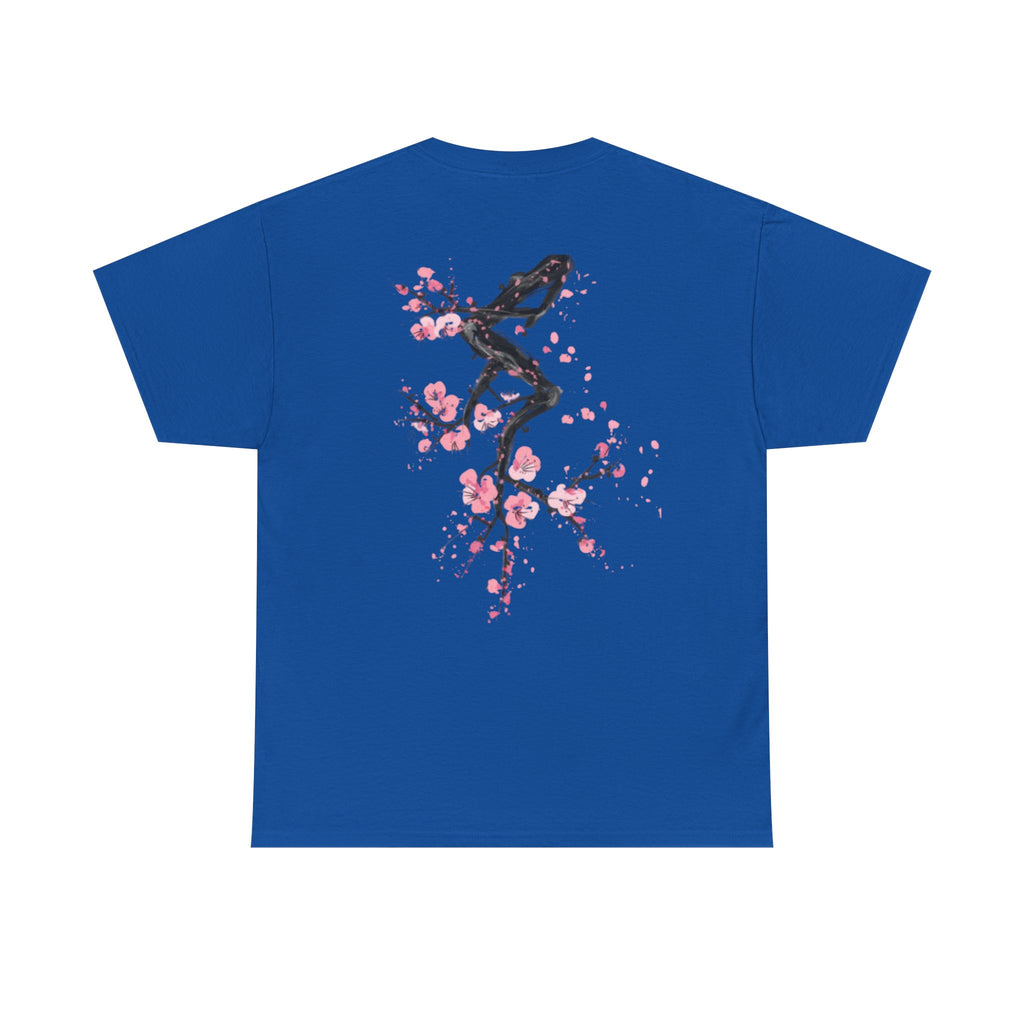 Minimal Japanese Calligraphy Tee — '黑花' Chest Print Cotton T-Shirt