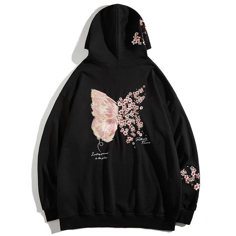 Autumn and Winter New Plum Blossom Stamping Sweater China-Chic Couple's Plush Hooded Sports Long Sleeve Men's Loose Pullover
